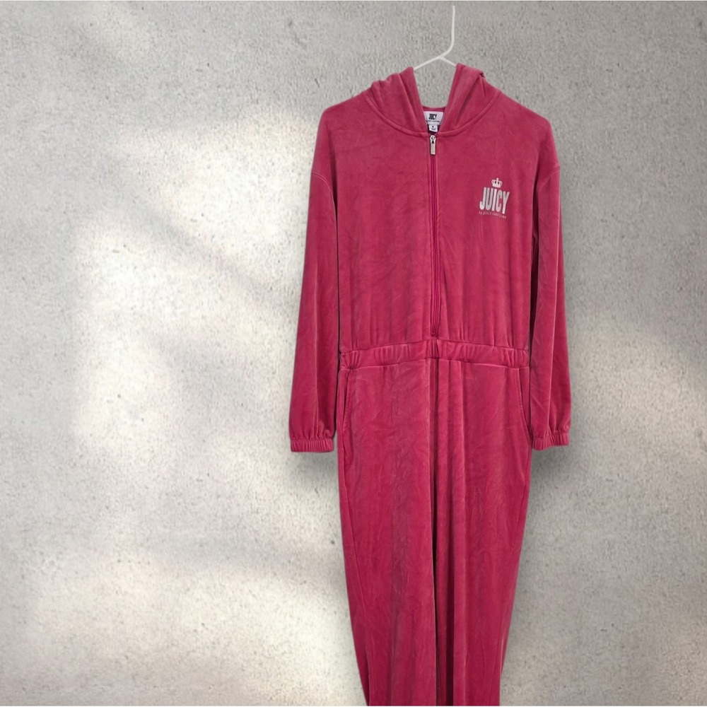Juicy Couter Hot Pink Velour Jumpsuit | Y2K Lounge Set Piece Size Medium - Picture 2 of 7